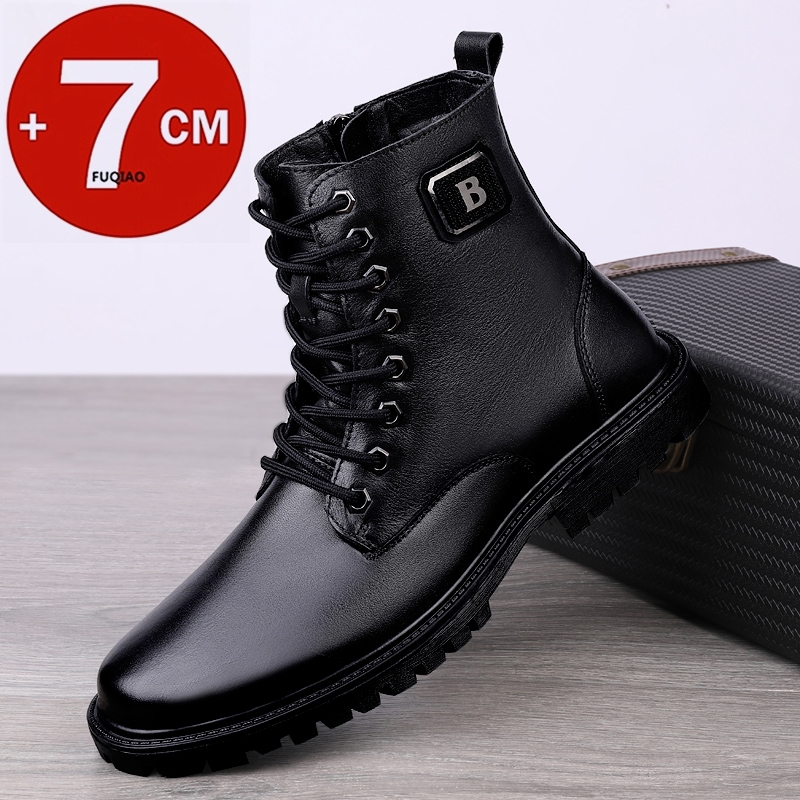 남성용 천연 가죽 키높이 부츠 겨울용 따뜻한 안감 지퍼 - Men'S Shoes Increase Height 리뷰 및 가격