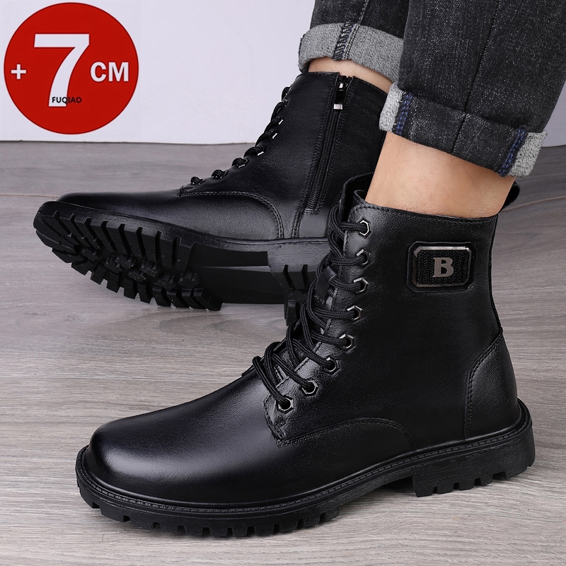 남성용 천연 가죽 키높이 부츠 겨울용 따뜻한 안감 지퍼 - Men'S Shoes Increase Height 리뷰 및 가격