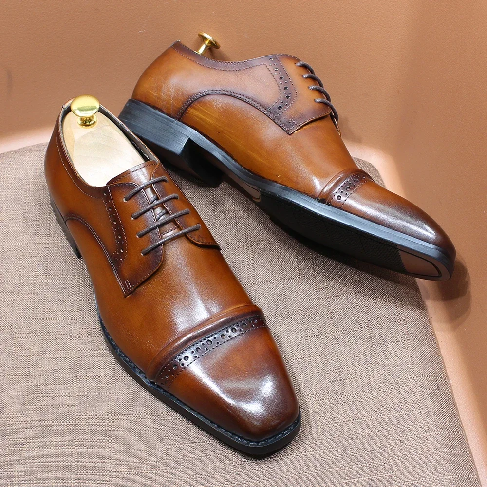 튼튼한 캡토 옥스포드 정품 가죽 광택 레이스업 통기성  - Men'S Shoes Smart 리뷰 및 가격