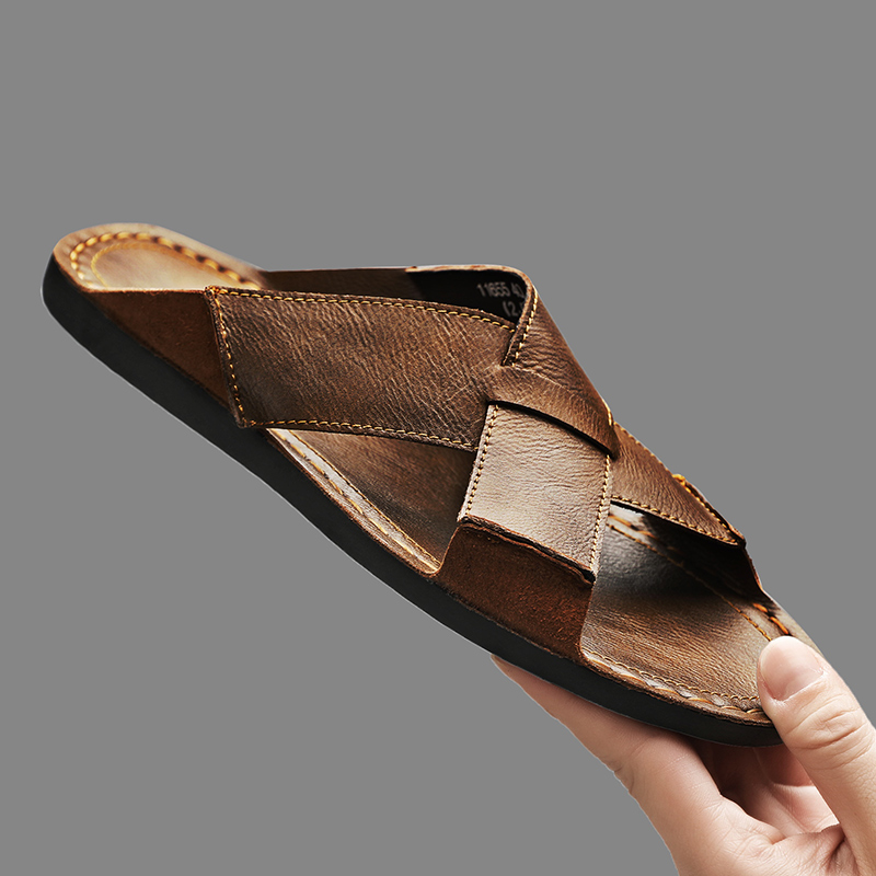 패션 정품 가죽 남성 슬리퍼 여름 남성 샌들 야외 비치 - Men'S Shoes Hey Dude 리뷰 및 가격