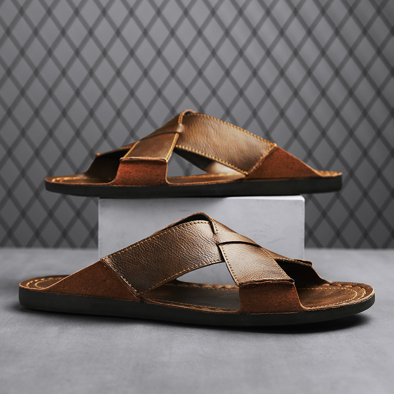 패션 정품 가죽 남성 슬리퍼 여름 남성 샌들 야외 비치 - Men'S Shoes Hey Dude 리뷰 및 가격