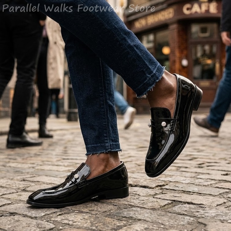 남성용 블랙 에나멜 인조 스웨이드 라인스톤 로퍼 슬립온 - Men'S Shoes Smart 리뷰 및 가격