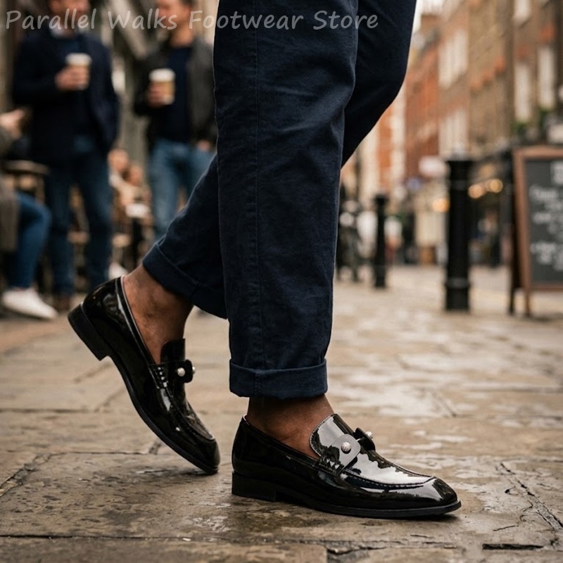 남성용 블랙 에나멜 인조 스웨이드 라인스톤 로퍼 슬립온 - Men'S Shoes Smart 리뷰 및 가격