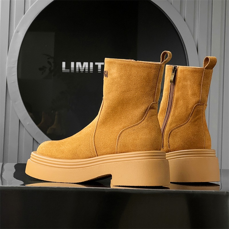 겨울 유럽 아메리카 레트로 두꺼운 밑창 측면 지퍼 키높 - Men'S Shoes Increase Height 리뷰 및 가격