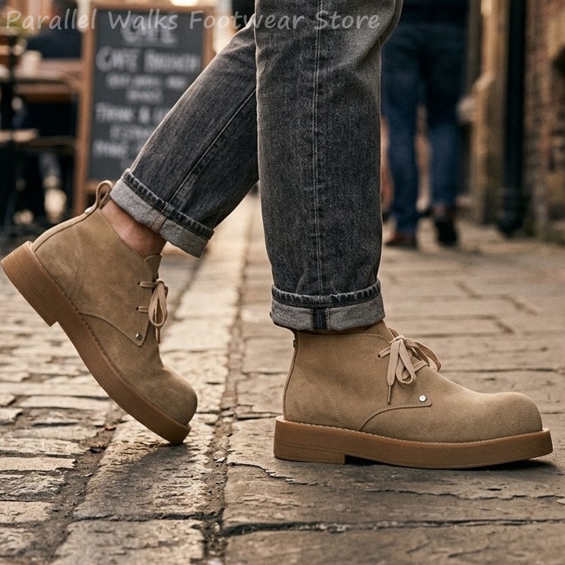 클래식 남성용 스웨이드 데저트 부츠, 두꺼운 라운드 토 - Men'S Shoes Smart 리뷰 및 가격